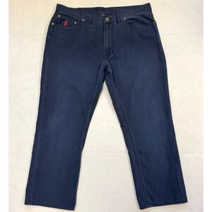 Polo Ralph Lauren Mens 38x32 (37x27) Straight 650 Pants Blue Dark Wash Red Pony